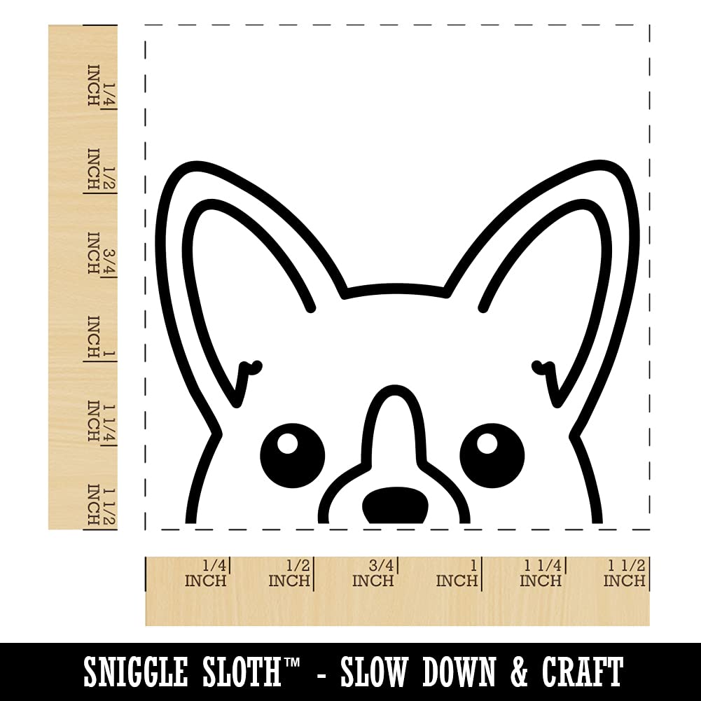 Peeking Corgi Dog Self-Inking Rubber Stamp - 1.5 Inch Large Red Ink Stamper for Crafts, Scrapbooking & DIY Projects | Cute Animal Stationery Seal for Letters, Cards & Gift Wrapping