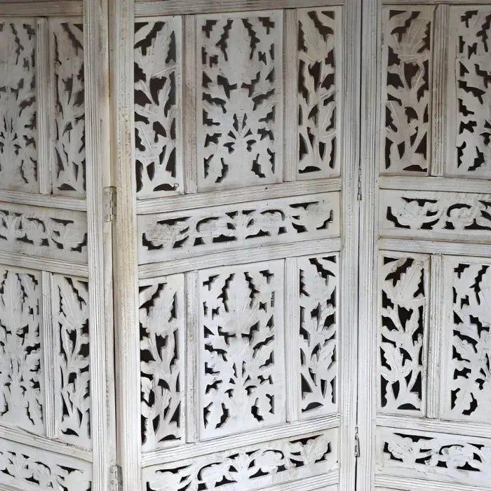 Handmade Indian Solid Hardwood Room Divider Screen - Traditional Wooden Partition for Living Room, Bedroom, or Office Space