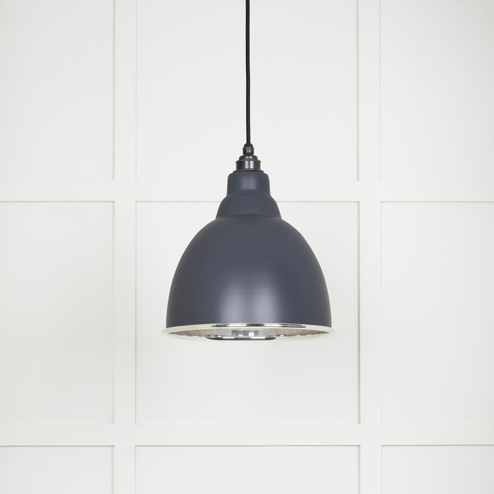 Smooth Nickel Brindley Pendant Light Fixture - Modern Industrial Ceiling Lamp with Adjustable Cord (Black/Copper/Gold) - Perfect for Kitchen Island, Dining Room & Bedroom Lighting