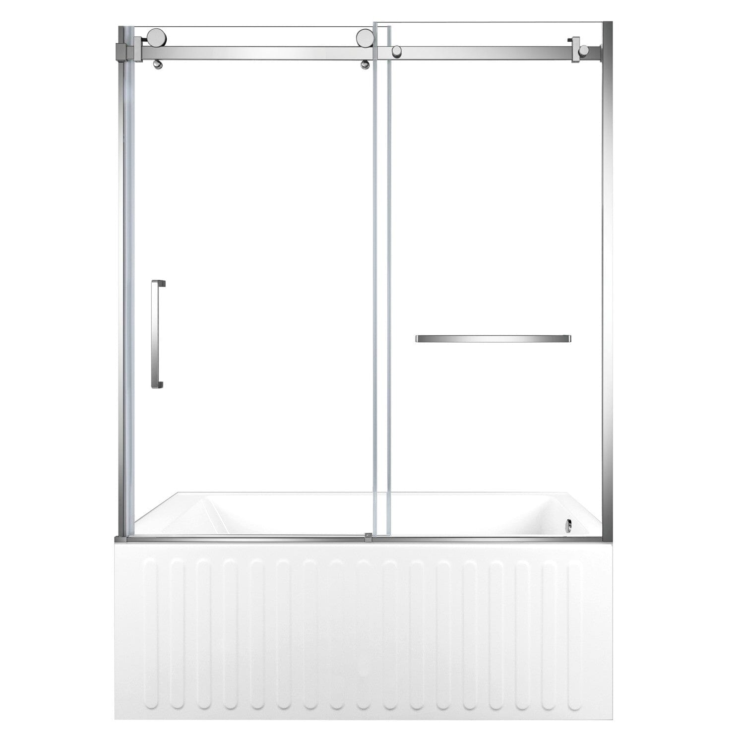 60 Inch Acrylic Rectangular 3-Wall Alcove Bathtub with Sliding Door - Right Hand Drain - Perfect for Modern Bathroom Renovations & Spa-Like Relaxation