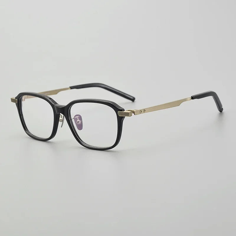 Unisex Full Rim Square Acetate Titanium Eyeglasses - Lightweight & Durable Frame for Men & Women - Perfect for Reading, Work & Everyday Use