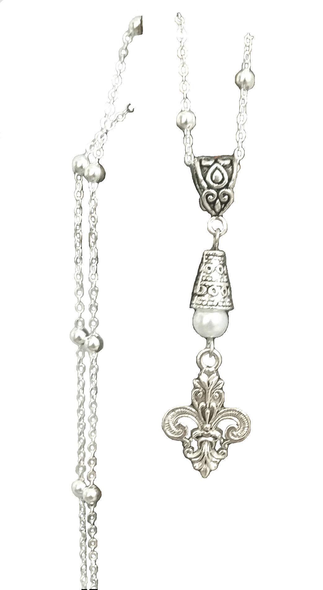 Handmade Fleur De Lis Necklace - Sterling Silver Chain with White Accent for Women | Perfect for Gifts, Weddings & Special Occasions