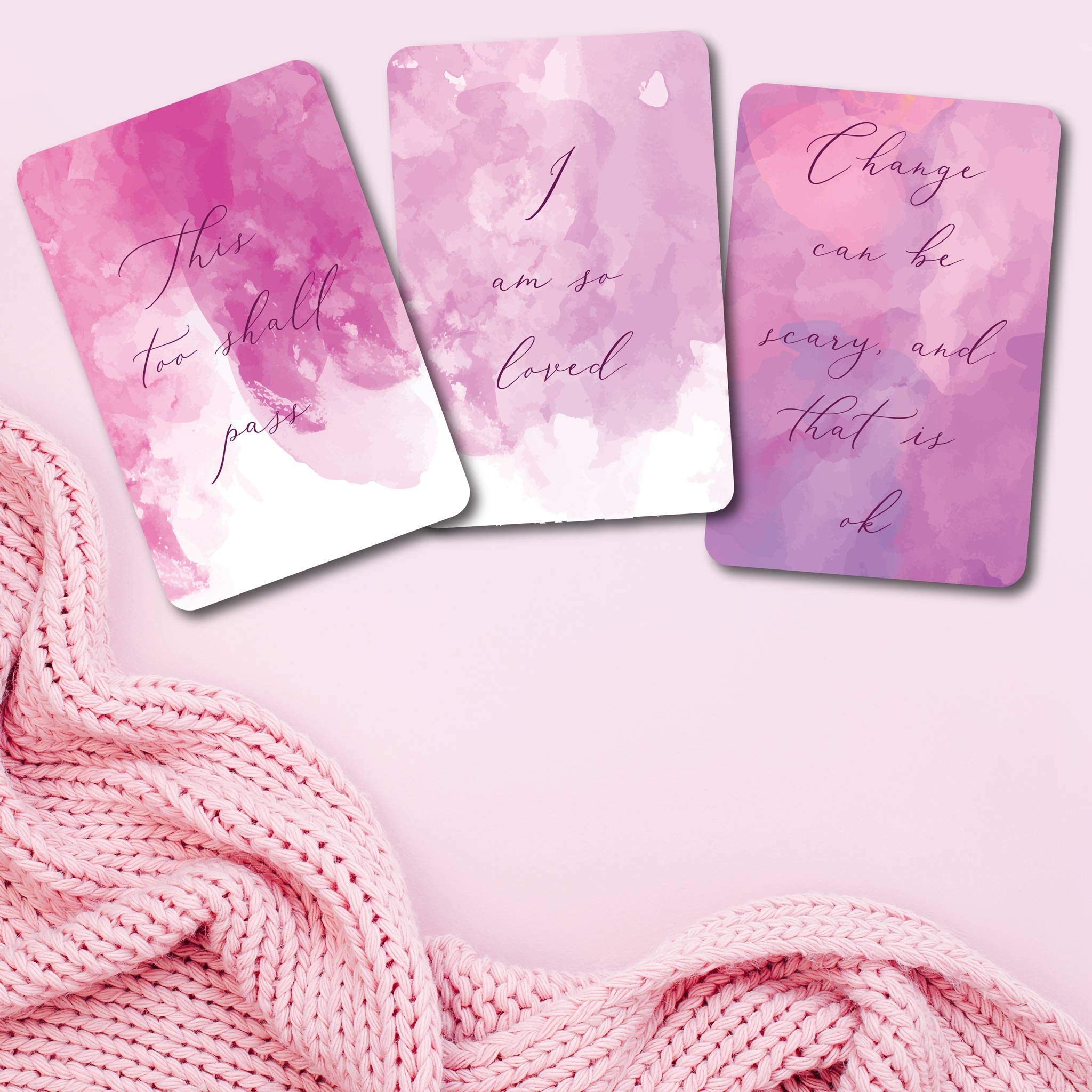Positive Daily Affirmation Cards - Set of 18 Motivational Quotes with Watercolor Rainbow Design | Inspirational Self-Care Gifts for Women, Meditation, Yoga & Mindfulness Practice