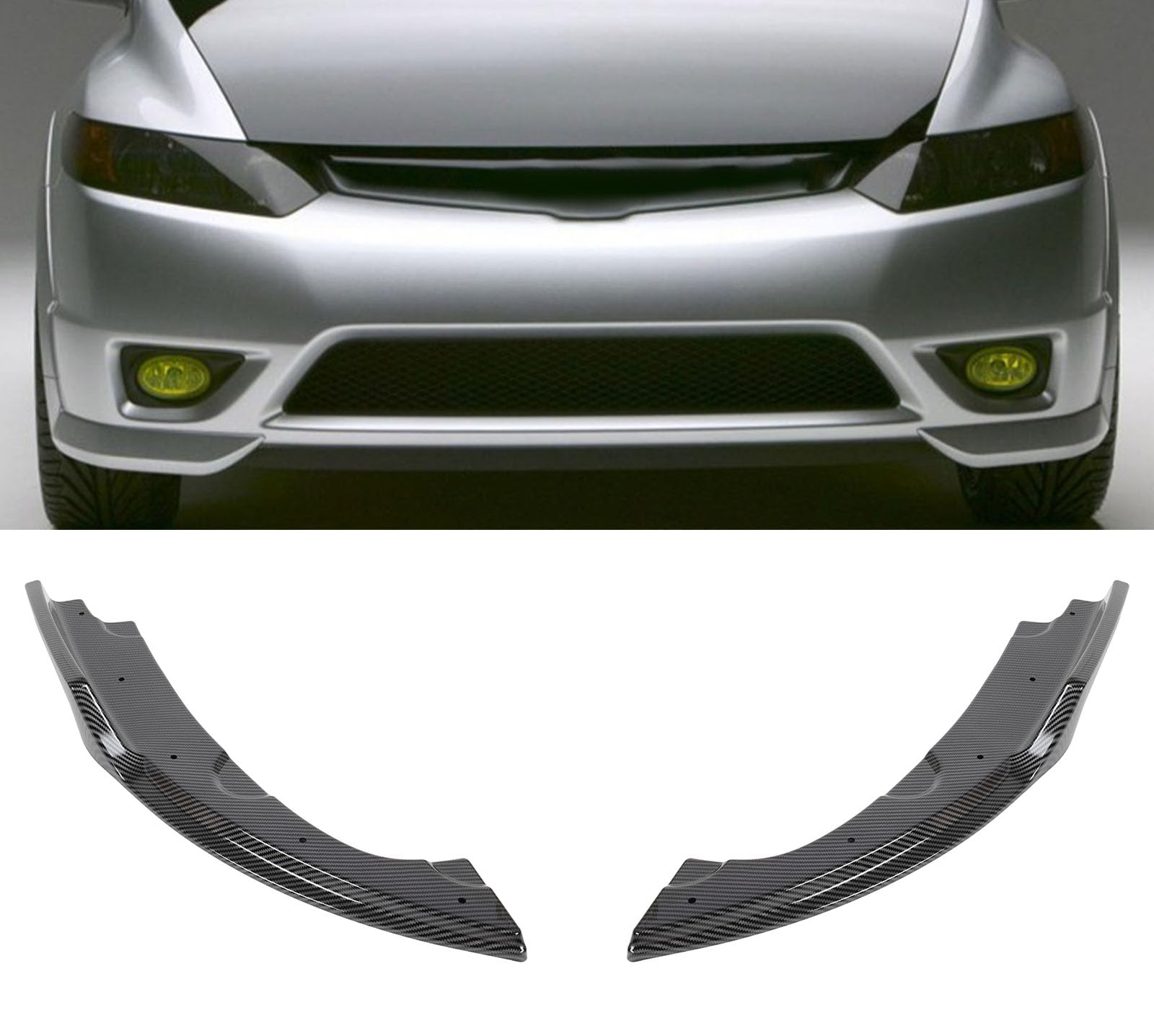 SCITOO Black PP Front Bumper Lip Spoiler Kit for 2016-2021 Honda Civic 10th Gen - Aggressive Style Upgrade, Perfect for Car Enthusiasts & Street Racing