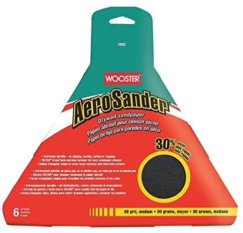 Wooster 1802 Aero Sander 80 Grit Sandpaper - 6 Sheets per Pack, 10 Packs per Case - Premium Sanding Paper for Woodworking, Metal & Drywall - Ideal for DIY Projects & Professional Use