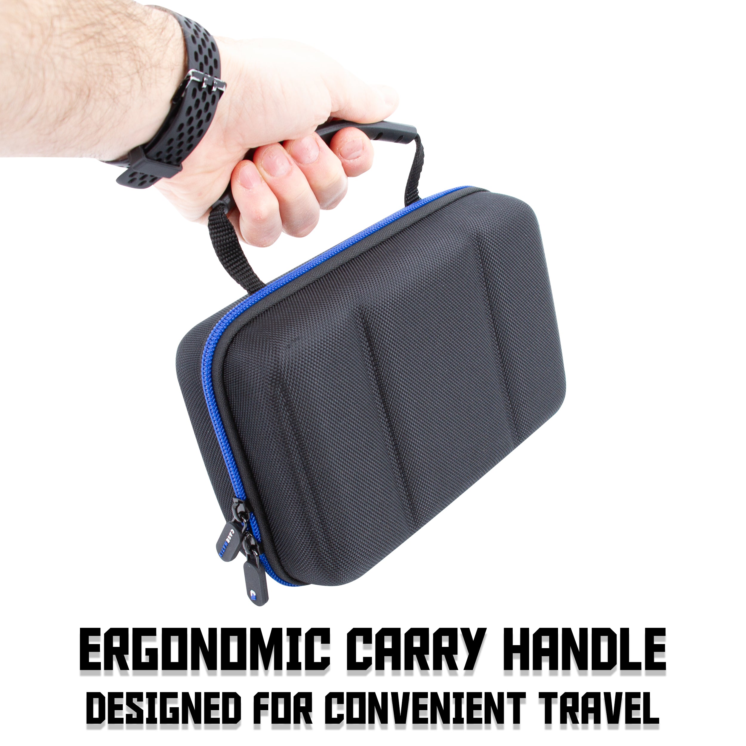 CASEMATIX Hard Shell Electronics Organizer Travel Case - Durable Storage with 2 Adjustable Dividers, 3 Zipper Pouches & Elastic Loops - Perfect for Laptop Accessories, Chargers, Cables Organization at Home, Office or Travel
