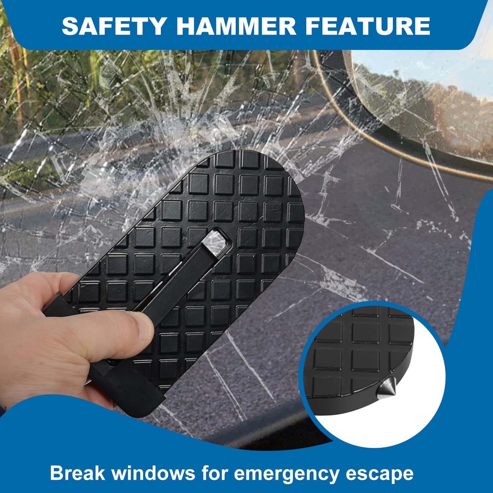 2 in 1 Car Door Step & Emergency Hammer - Universal Foldable Roof Access Hook for Most Vehicles - Perfect for Car Roof Cleaning, Camping Gear Loading, and Emergency Escape Scenarios