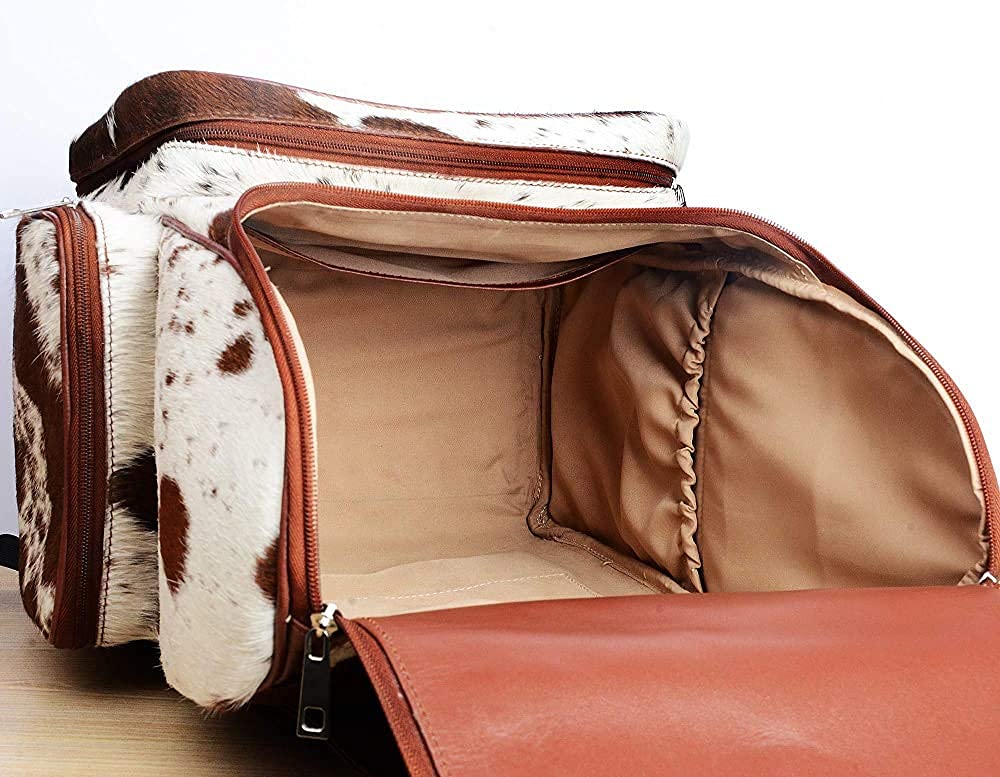 Stylish Cowhide Hair Print Fur Leather Fringe Diaper Backpack - Waterproof Travel Shoulder Bag for Moms, Baby Essentials & Outdoor Adventures | Perfect for Parenting, Day Trips & Airport Travel