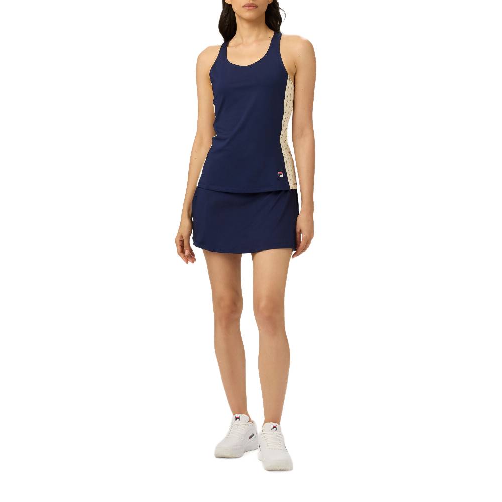 Fila Women's Performance Iconic Racerback Tank Top - Breathable Workout Shirt for Running & Gym (Navy/Gardenia) | Athletic Apparel for Women's Fitness & Yoga
