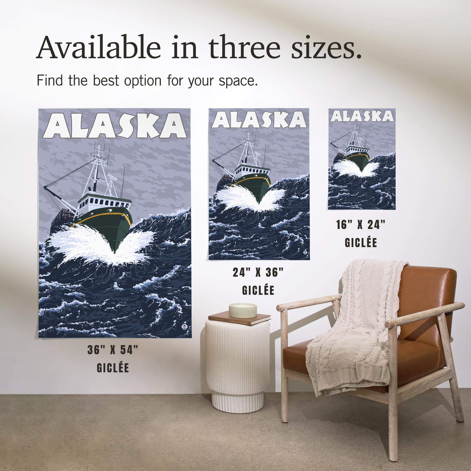 Lantern Press 16x24 Inch Giclee Art Print - Alaska Crab Boat Wall Decor - Perfect for Living Room, Bedroom & Office