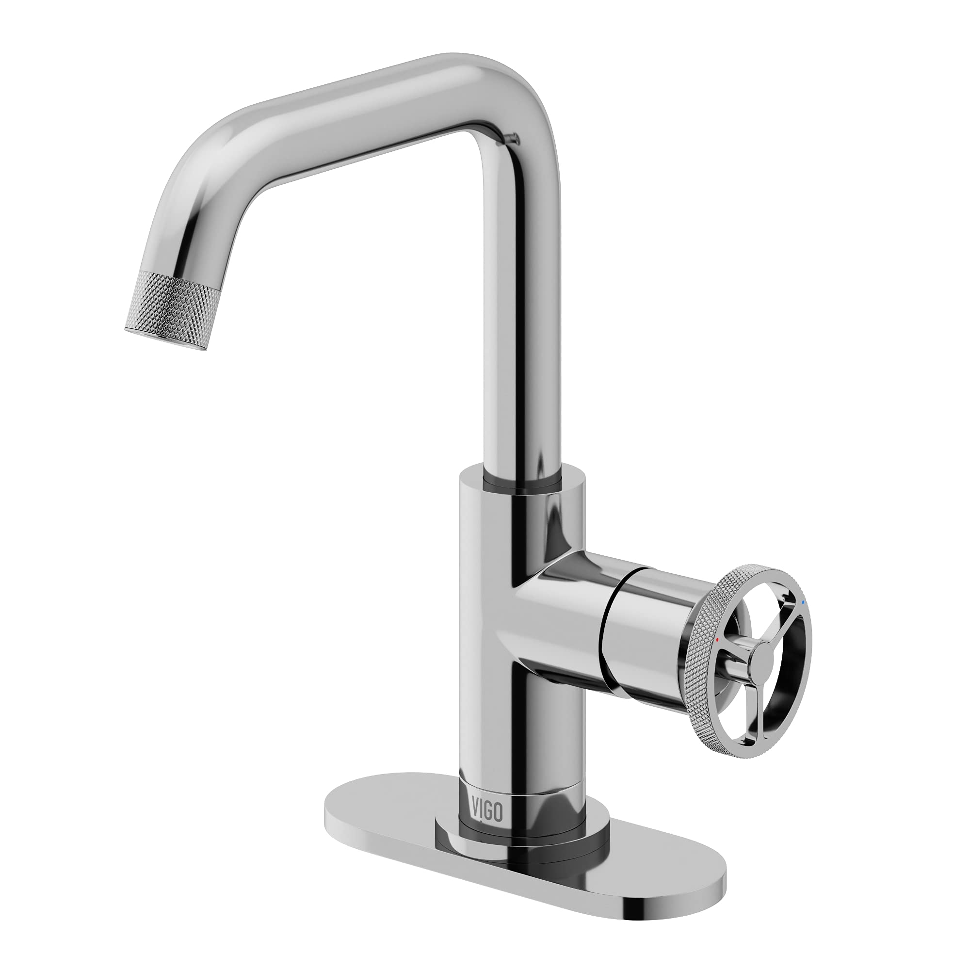 VIGO Chrome Single Handle Bathroom Sink Faucet with Deck Plate - 9.375