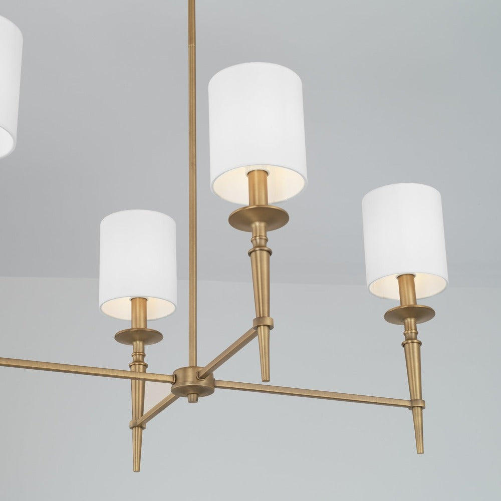 Erina Linear Chandelier - Modern 6-Light LED Pendant Lighting Fixture for Dining Room, Kitchen Island & Living Room | Dimmable Gold Finish Farmhouse Ceiling Light
