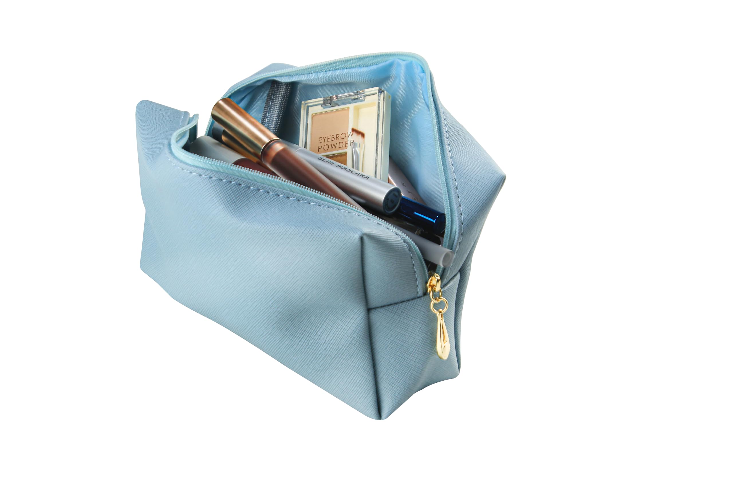 Portable Waterproof Small Makeup Bag for Women - Travel Cosmetic Pouch & Toiletry Organizer (Light Blue) | Perfect for Daily Use, Gym, Vacation & Business Trips