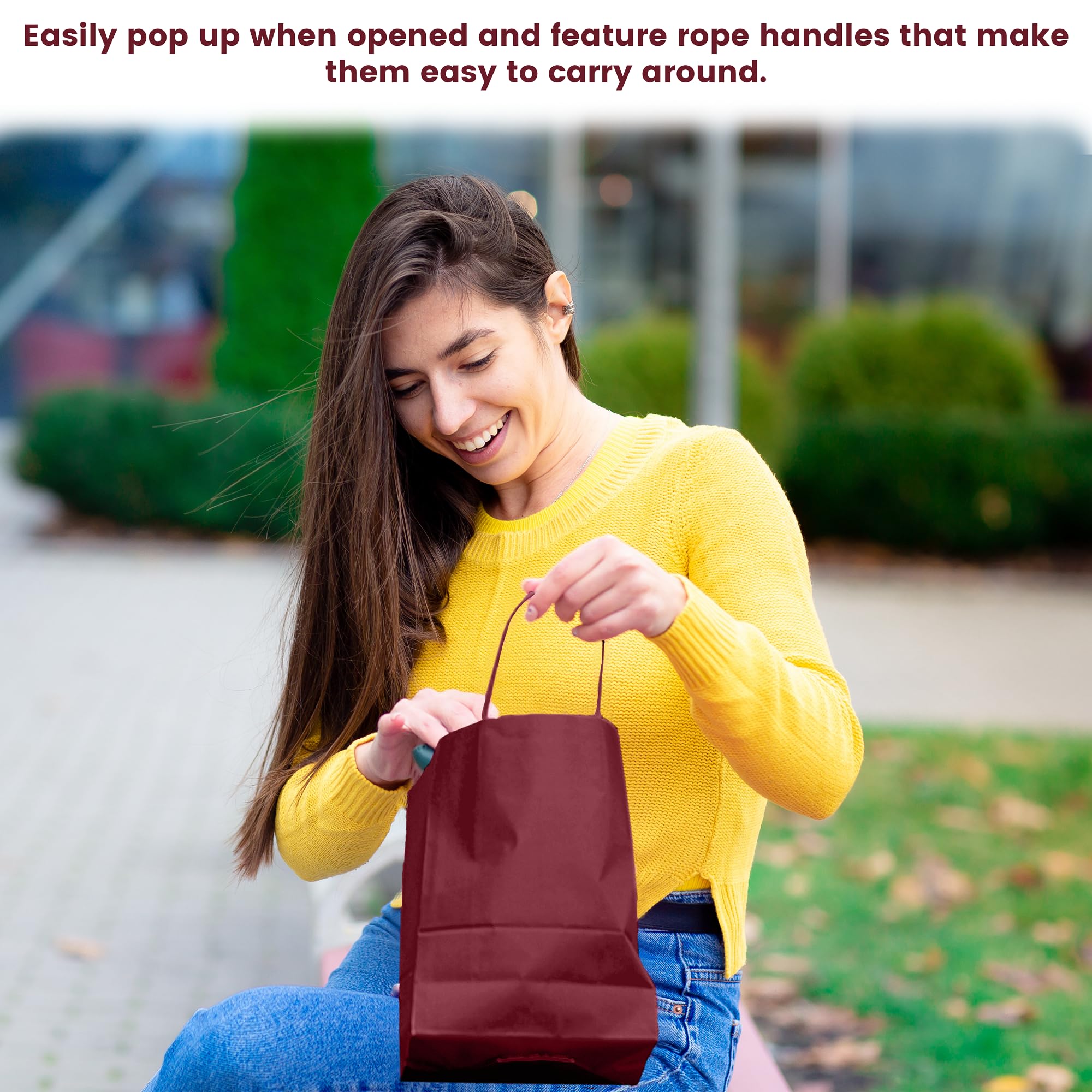 10 Pack Burgundy Gift Bags with Handles - 4.75x3.25x6.75 Inches Small Paper Tote Bags for Business, Birthday Party Favors, Shopping & Groceries | Elegant Euro Style Gift Packaging for Retail, Weddings & Personal Use