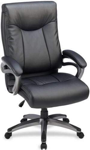Lorell 69516 High Back Faux Leather Office Chair - Ergonomic Executive Desk Chair with Adjustable Height & Tilt, Black - Perfect for Home Office, Gaming & Workspace