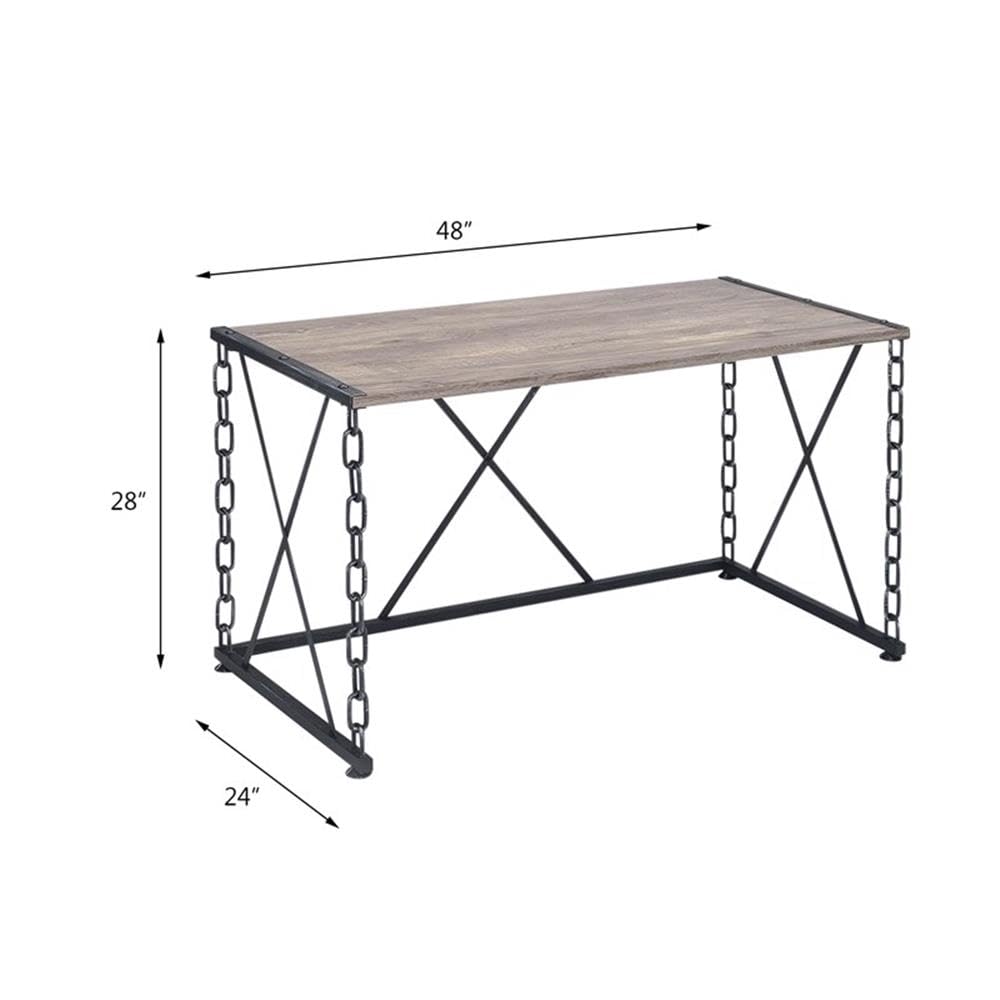 Acme Jodie Console Table - Rustic Oak & Black Finish Entryway Table for Hallway, Living Room & Foyer Decor