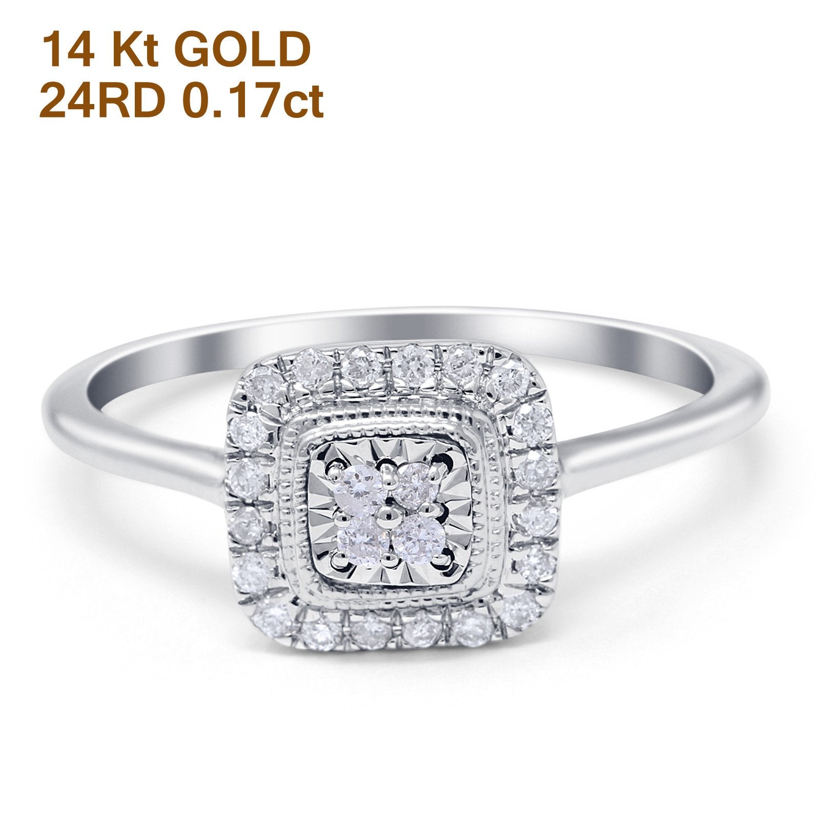 14K Gold 0.17ct Princess Cut 8.7mm G SI Diamond Engagement Ring for Women - Perfect Wedding Band, Anniversary Gift & Proposal Jewelry