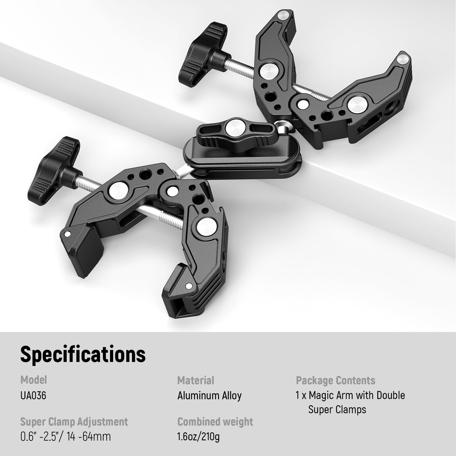NEEWER UA036 Heavy Duty Double Super Clamp Mount for DSLR Camera, Camcorder & Lighting - Perfect for Studio, Photography & Video Production