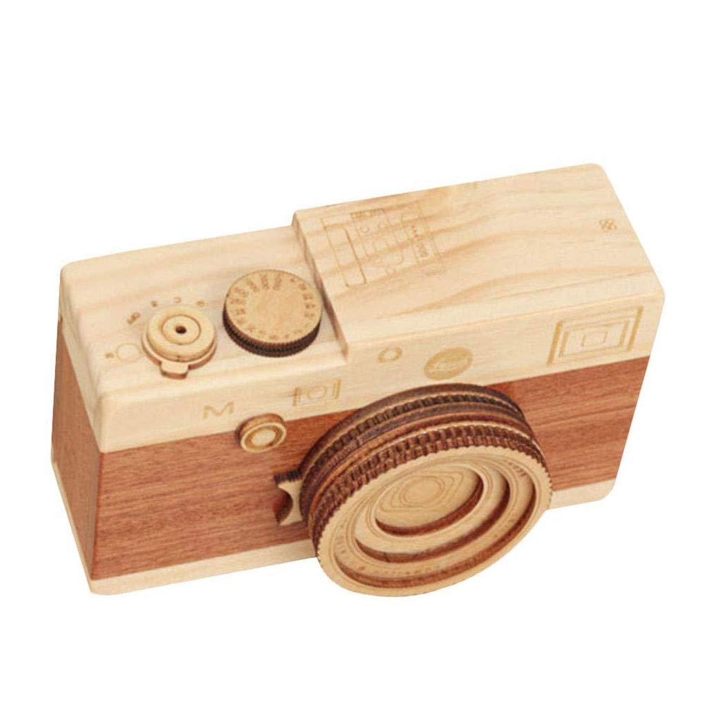 Vintage Wooden Music Box with Retro Camera Design - Handcrafted Musical Gift for Students, Home Decor & Collectibles - Perfect for Birthdays, Anniversaries & Romantic Surprises