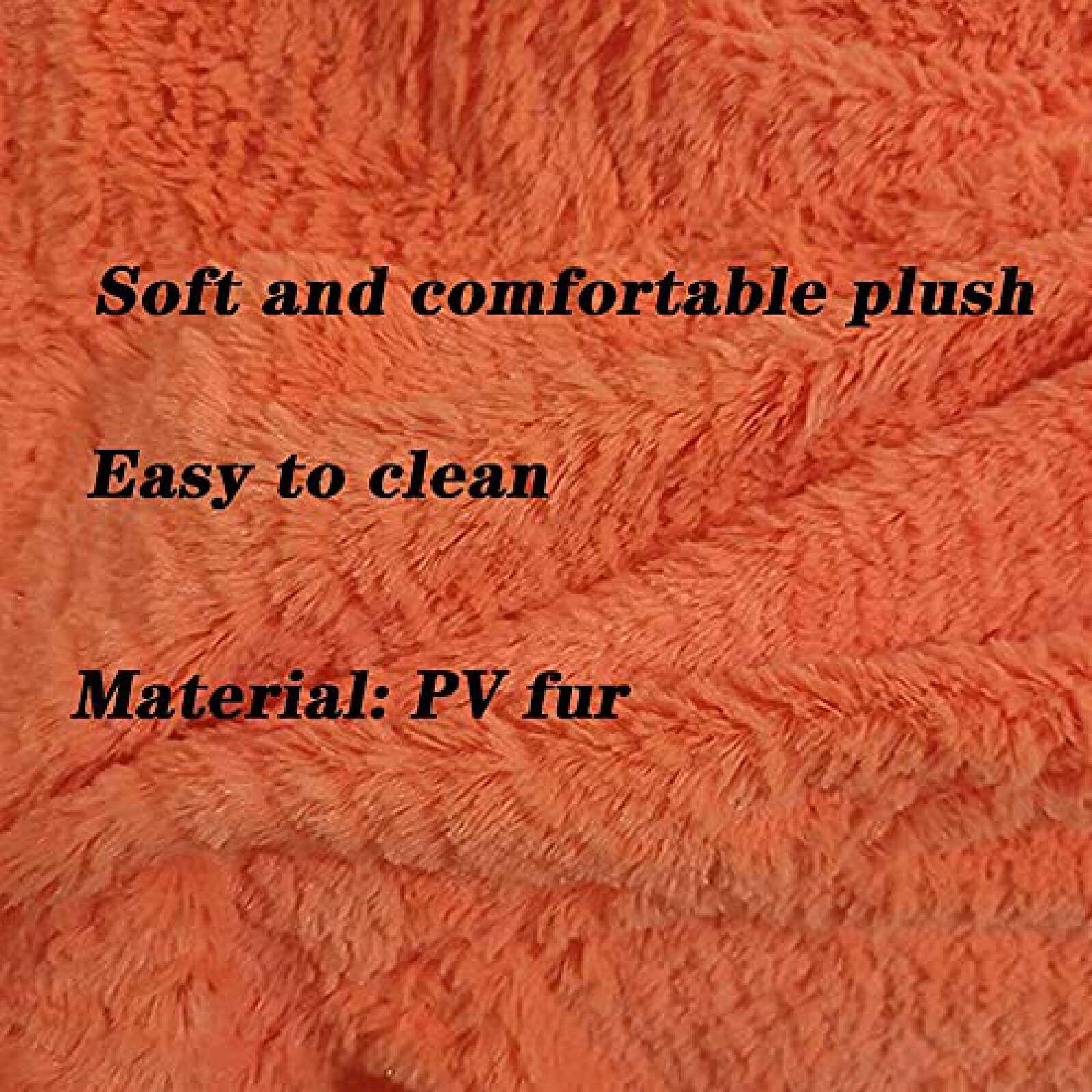 5FT Oversized Round Faux Fur Bean Bag Chair Cover - Soft Fluffy Lazy Sofa (No Filler) 135X65cm in Red - Perfect for Living Room, Bedroom & Game Room Relaxation - Cozy Seating for Movie Nights, Reading Nooks and Teen Hangouts