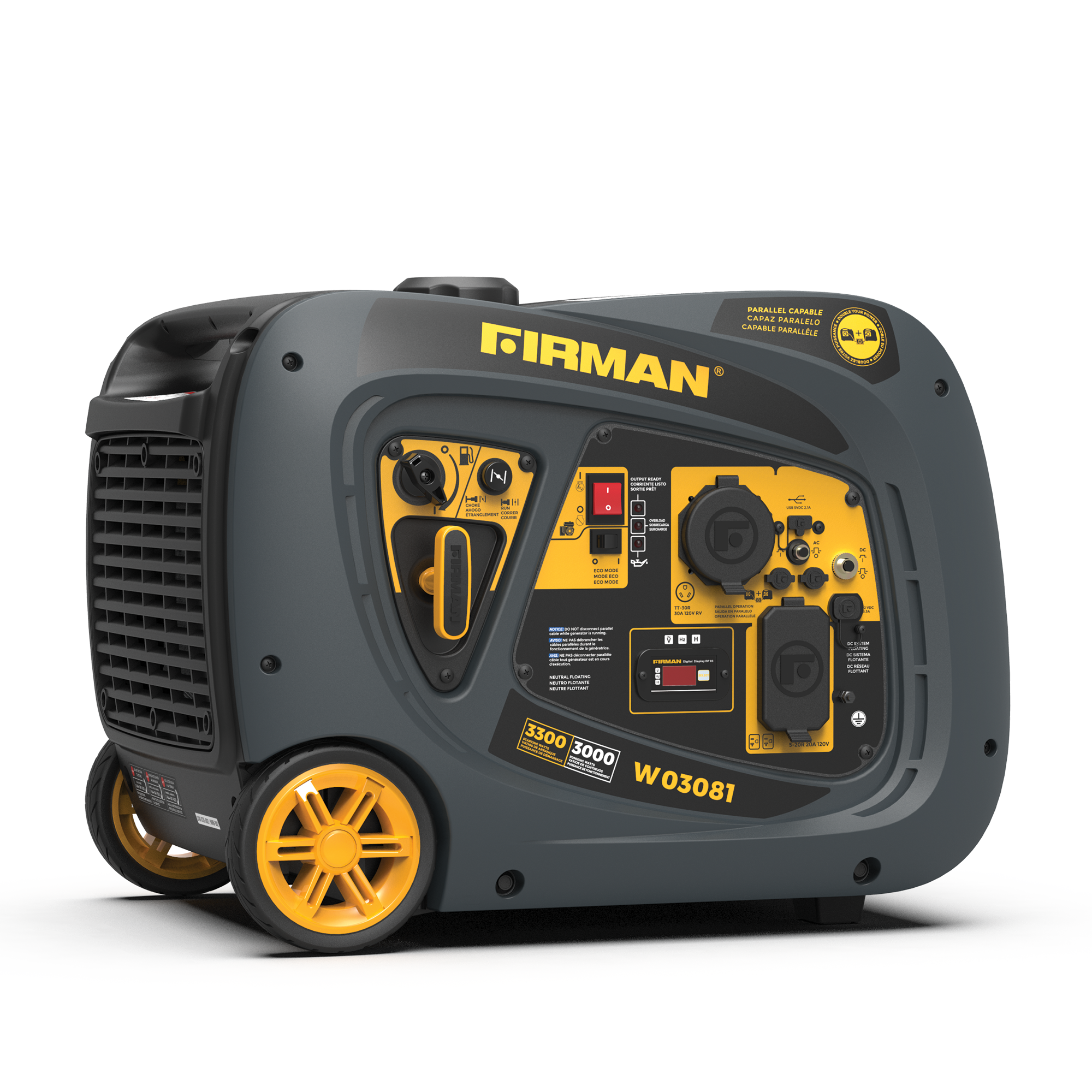3300W Portable Inverter Gas Generator with Recoil Start - Quiet, Reliable Power for Camping, RV Trips & Emergency Backup