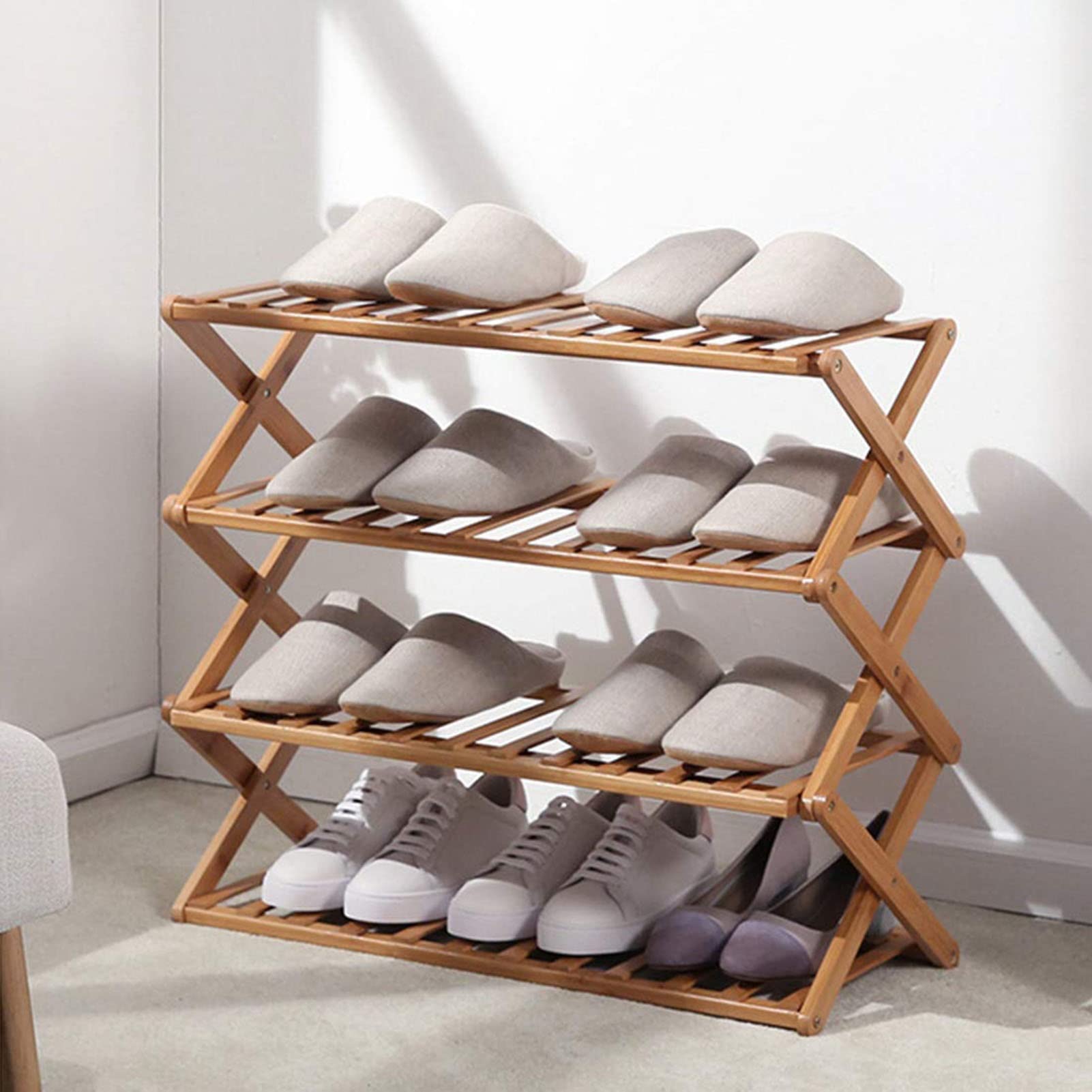 Foldable Suitcase Stand & Flower Stand - Multifunctional Free Standing Shoe Rack Organizer for Guest Room, Bathroom, Hallway, Living Room & Bedroom Storage | Perfect for Luggage, Shoes & Home Decor Organization