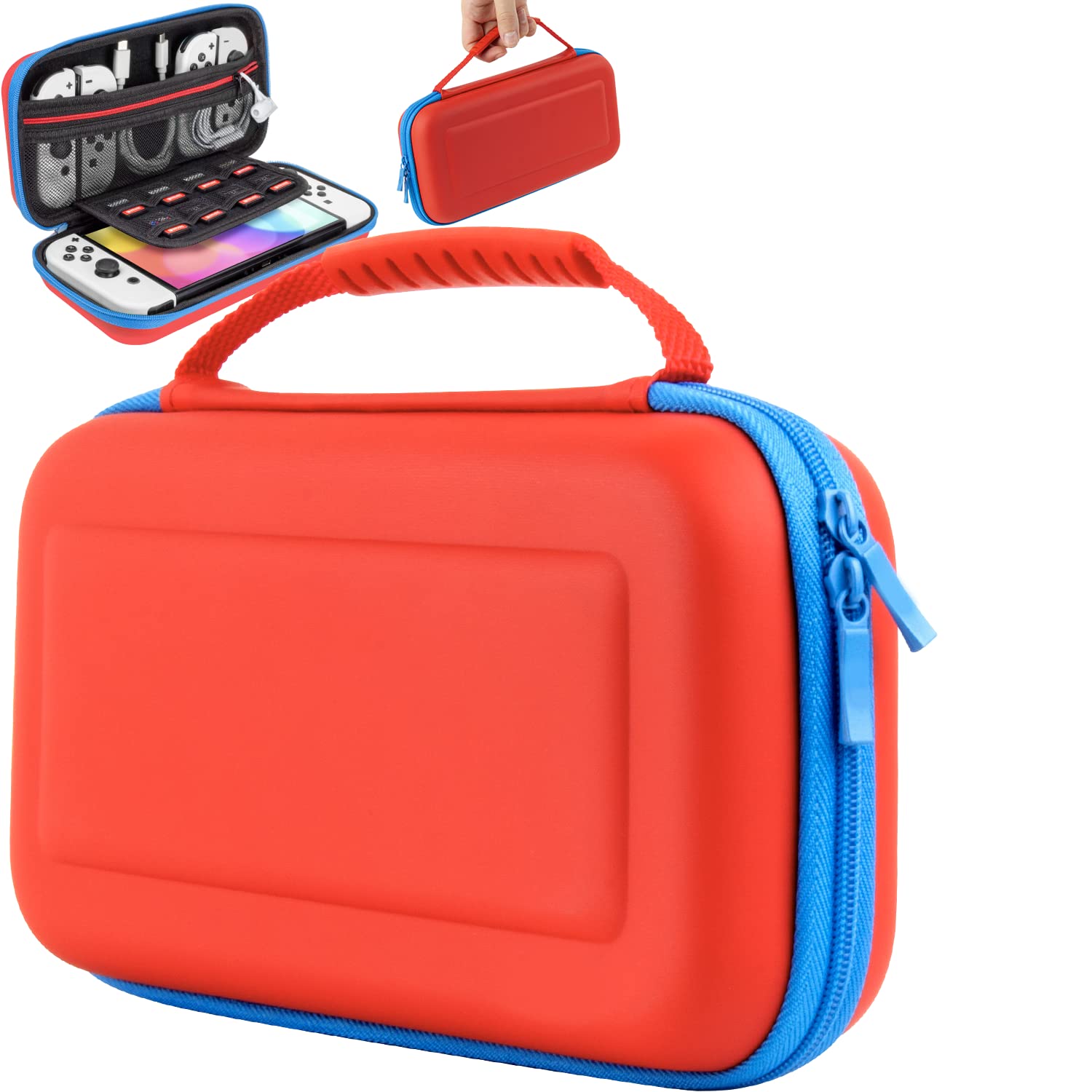 Orzly Protective Carry Case for Nintendo Switch OLED Console - Durable Travel Storage with Accessories & Game Compartments - Easy Clean Design - Perfect for Gaming On The Go, Travel & Gift Giving