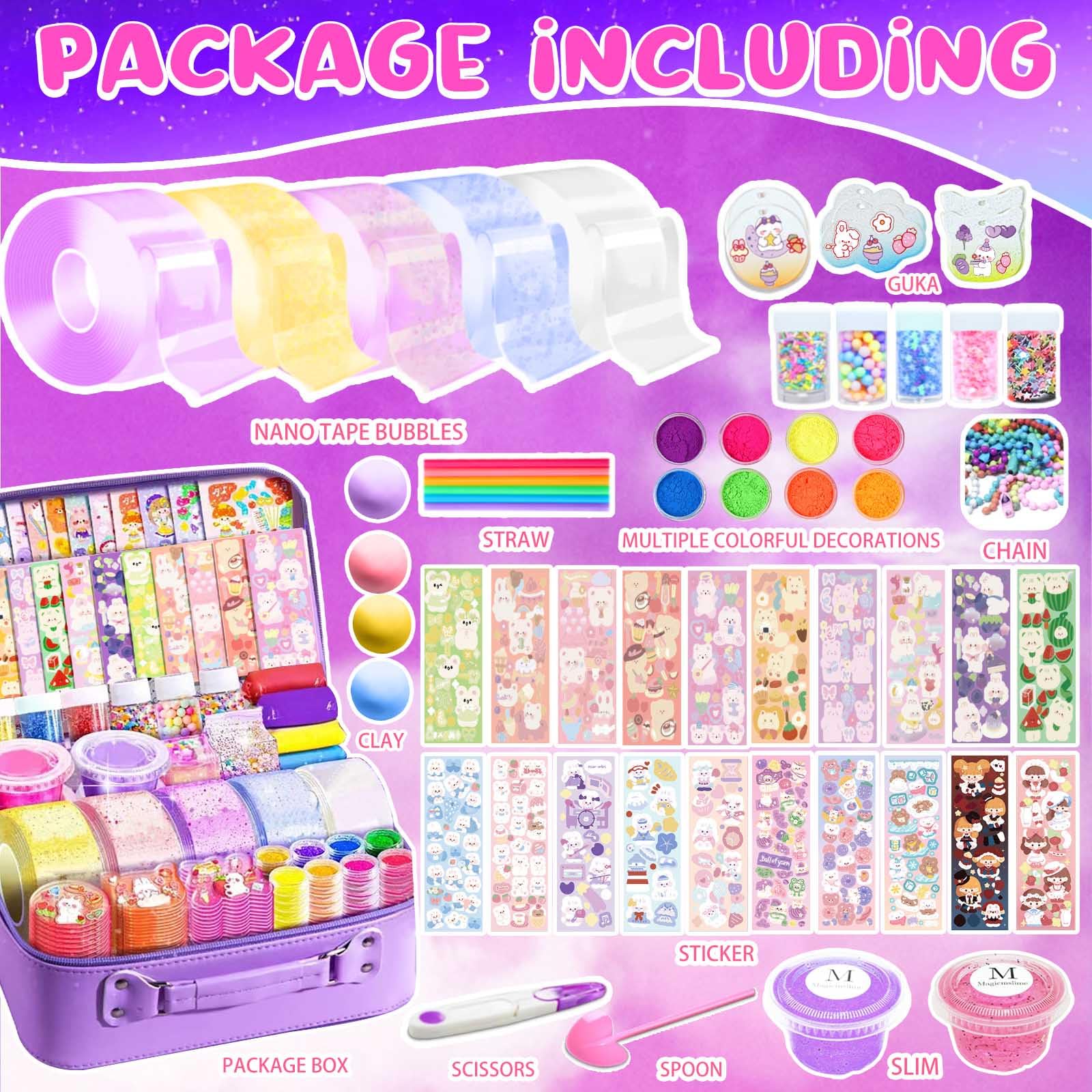 Jimcii Nano Tape Bubble Kit for Kids - DIY Squishy Maker with Cute Storage Bag | Fun Sensory Toy for Stress Relief & Creative Play | Perfect for Birthday Gifts, Classroom Activities & Party Favors