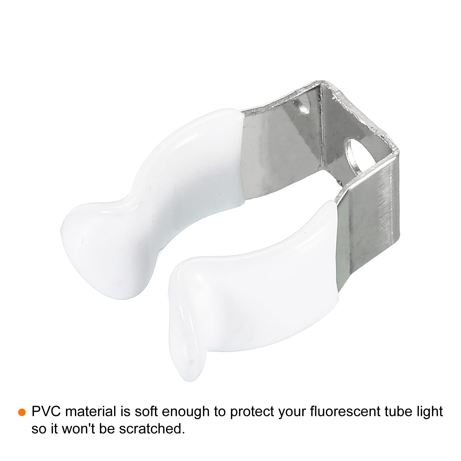 MECCANIXITY T5 U Clips Holder Bracket - 10 Pack Stainless Steel LED Light Bulb Mounting Bracket, Fluorescent Tube Holder with Screw Pipe Clamps & Spring Tool Clips (White) - Perfect for Home, Office, and Workshop Lighting Fixtures Installation