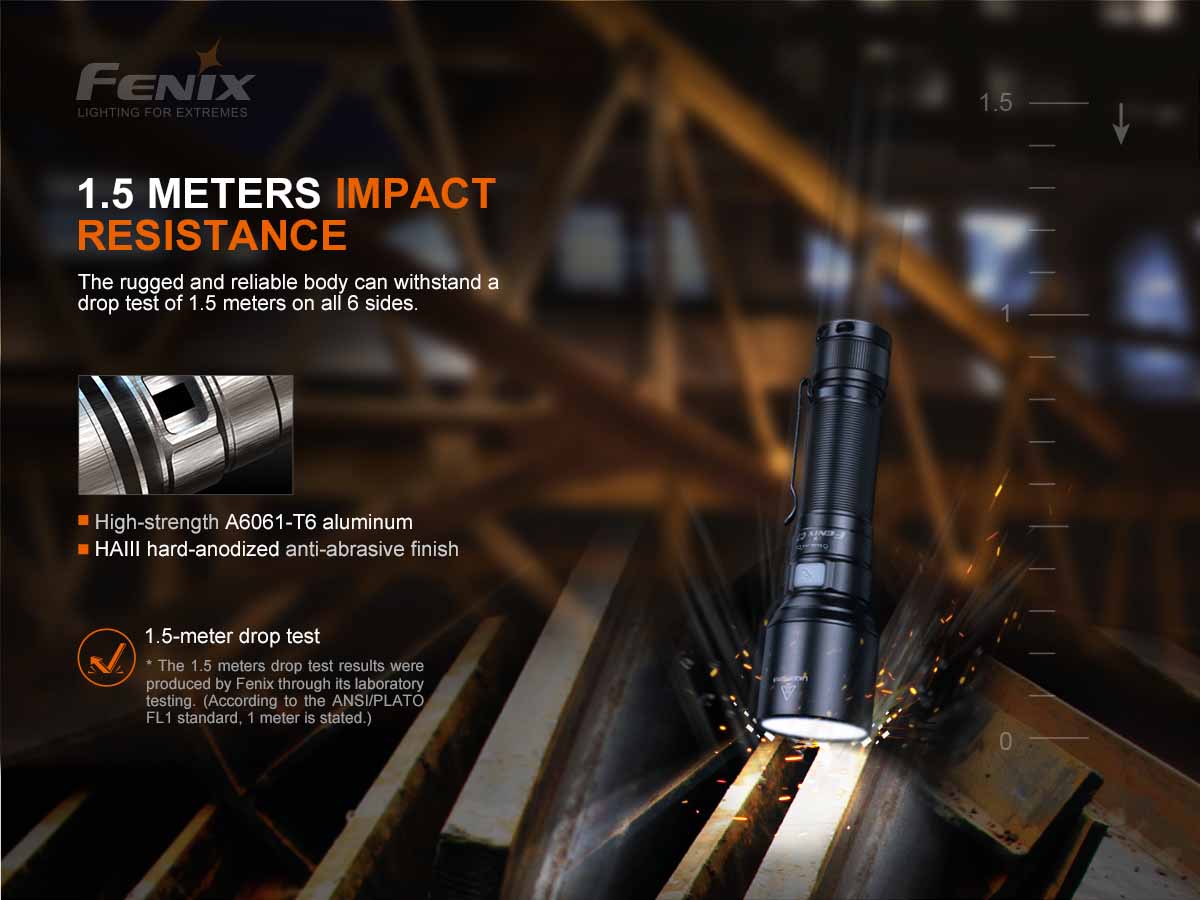 Fenix C7 Rechargeable LED Work Flashlight - 1000 Lumens, IP68 Waterproof, Durable for Construction, Camping, Hiking & Emergency Use