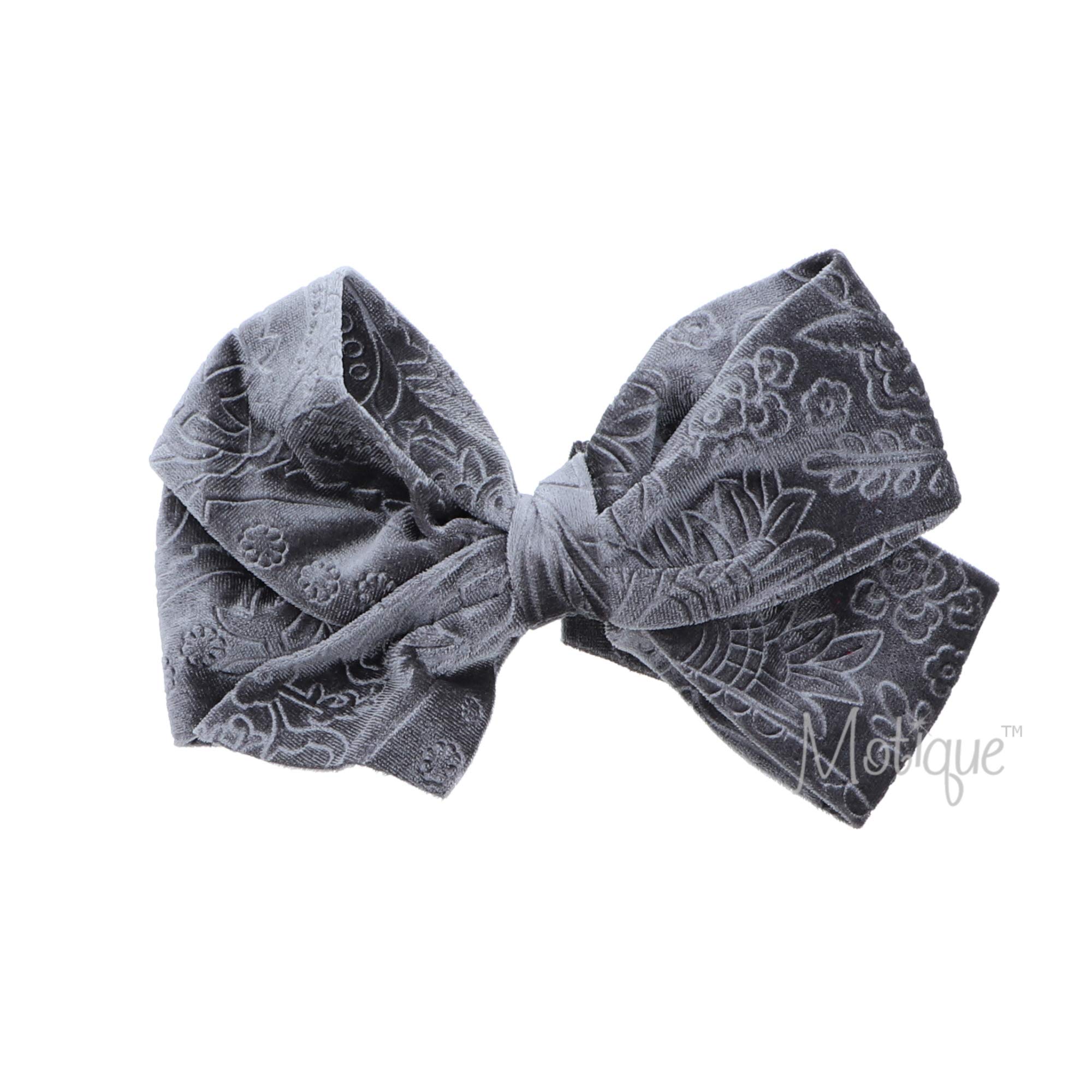 7 Inch Grey Velvet Hair Bow Clip for Girls - Elegant Design for Parties, Weddings, and Everyday Style