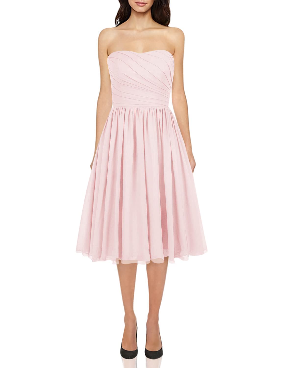 JAEDEN Short Chiffon Strapless Bridesmaid Dresses - Elegant Wedding Guest & Prom Dresses for Women - Perfect for Bridal Parties, Formal Events & Special Occasions
