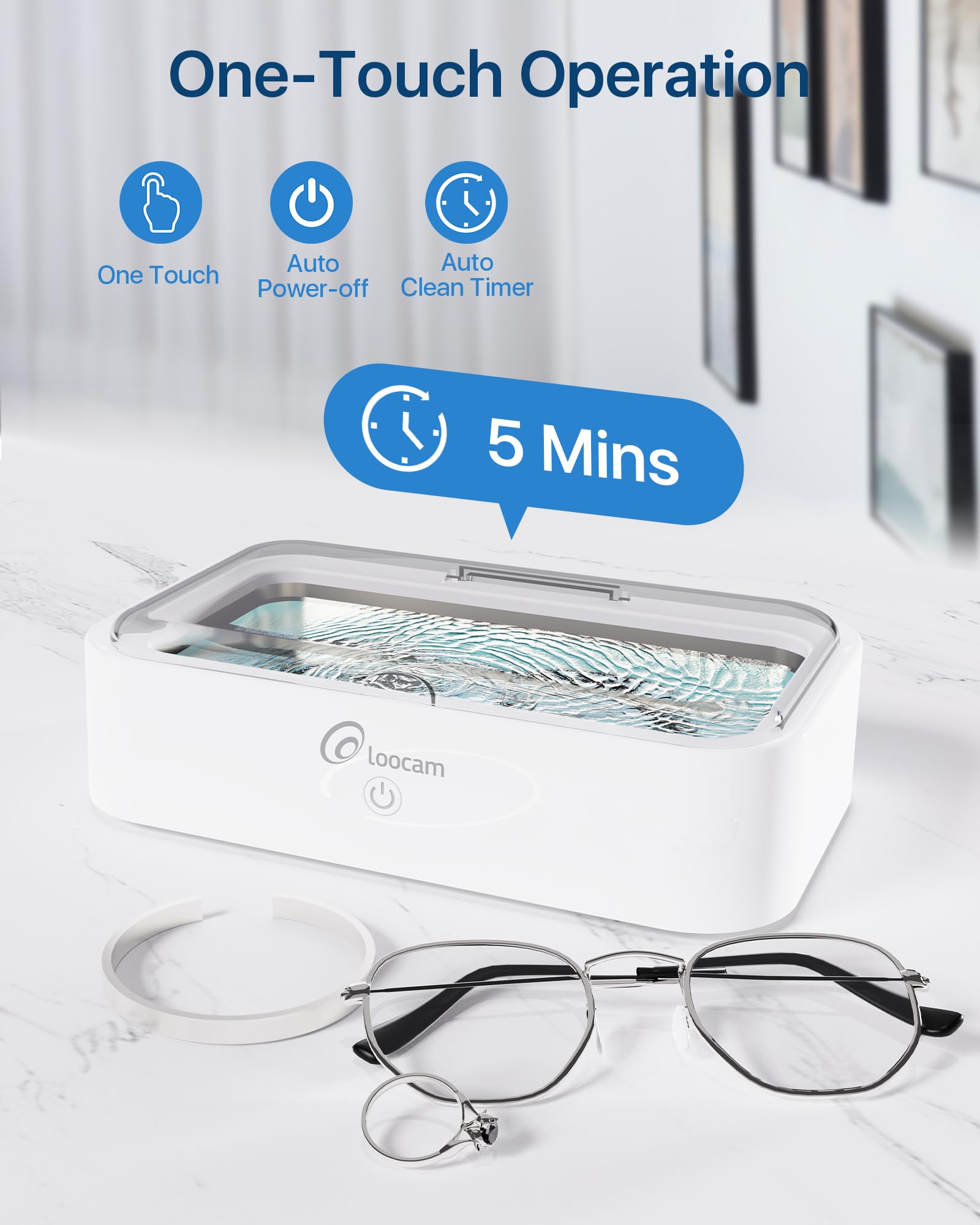 Professional Ultrasonic Jewelry Cleaner Machine with 120ml Cleaning Solution - 600ml/20oz Stainless Steel Tank, 46kHz Frequency for Jewelry, Rings, Watches & Eyeglasses - Perfect for Home, Jewelry Stores & Spa Cleaning Services