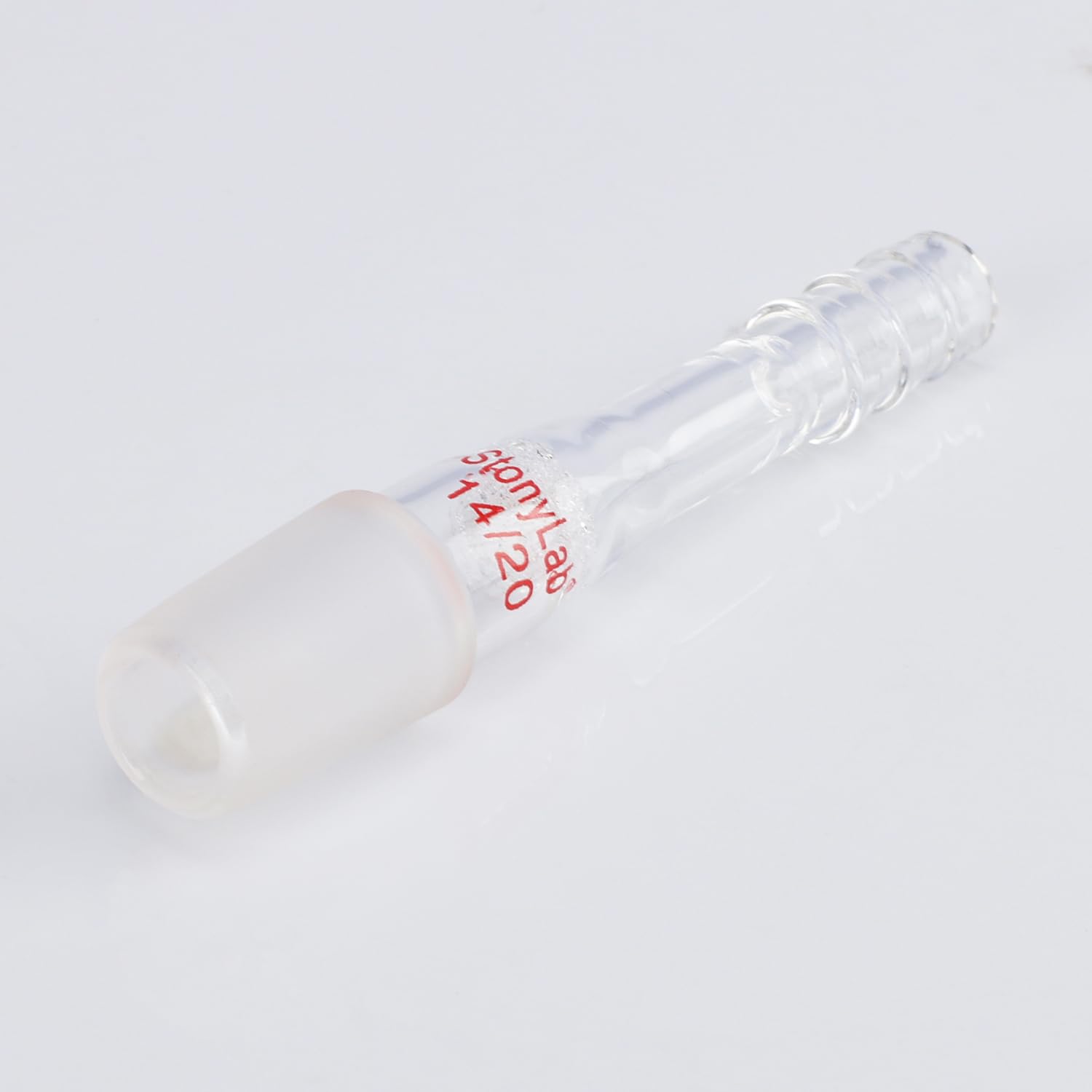 Stonylab Vacuum Adapter - Borosilicate Glass Straight Vacuum Adapter with G1 Type Frit, 14/20 Ground Joint & 10mm Hose Connection for Chemistry Lab, Distillation, and Scientific Experiments