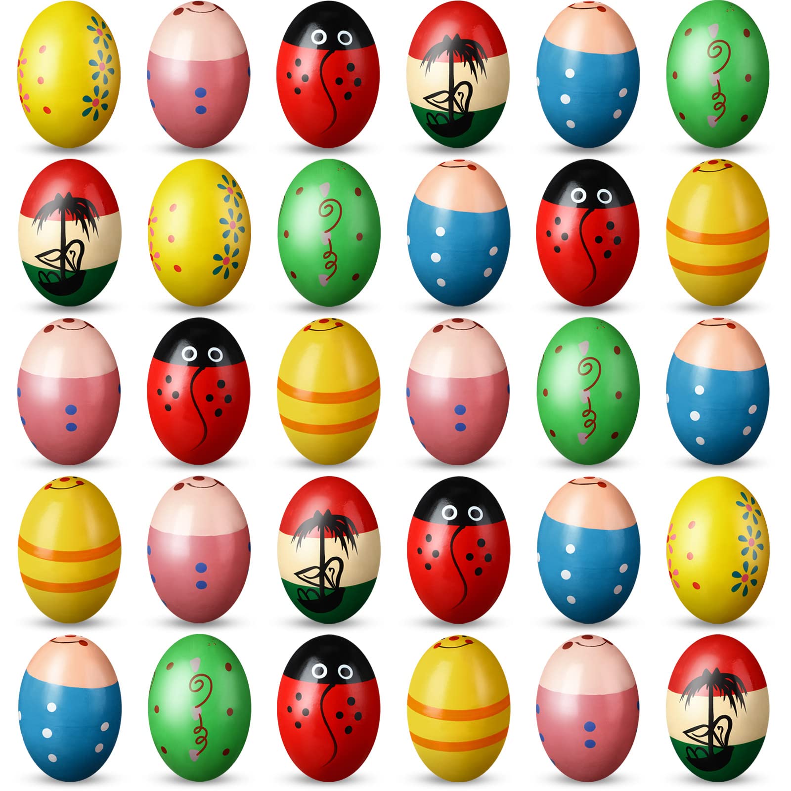 **28-Piece Wooden Egg Shakers - Fun Musical Percussion Instruments for Toddlers & Kids - Maracas for Boys & Girls - Perfect for Christmas Stocking Stuffers, Easter Basket Fillers & Party Favors - Great for Classroom, Music Lessons & Family Gatherings**