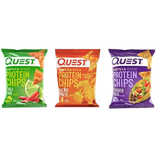Quest Nutrition Protein Tortilla Chips Variety Pack - Loaded Taco, Chili Lime & Nacho Cheese Flavors | High Protein, Low Carb Snacks | 30 Count | Perfect for Keto Diet, Gym Recovery & Healthy On-the-Go Snacking