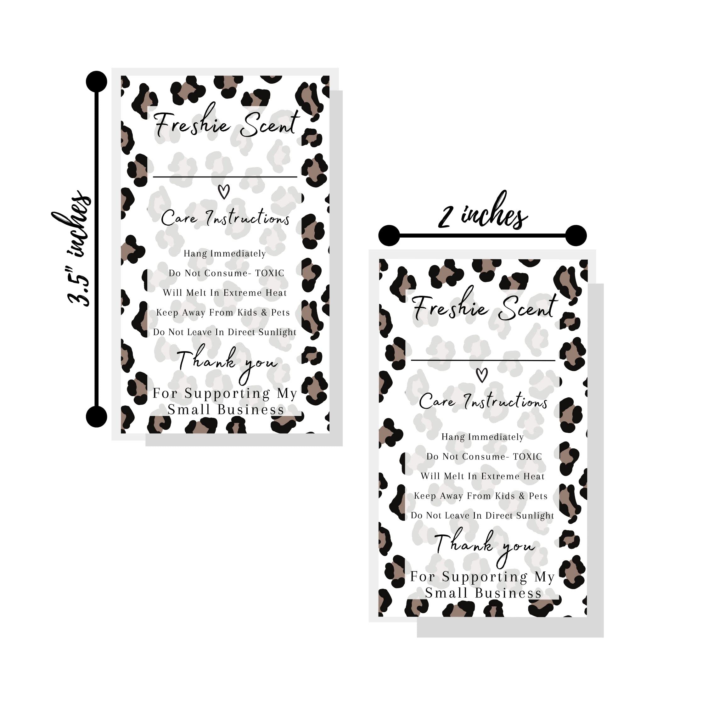 30 Pack Freshie Label Stickers 2x3.5 Inch - DIY Craft Supplies for Freshies, Beads & Silicone Molds - Scented Leopard Print Labels for Organizing, Gift Wrapping & Craft Projects