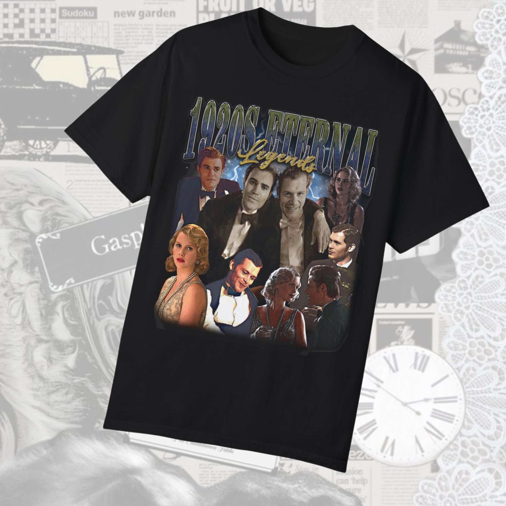Vintage 1920s Inspired Retro T-Shirt - Eternal Legends Graphic Tee for Men & Women - Perfect for Costume Parties, Themed Events & Casual Wear