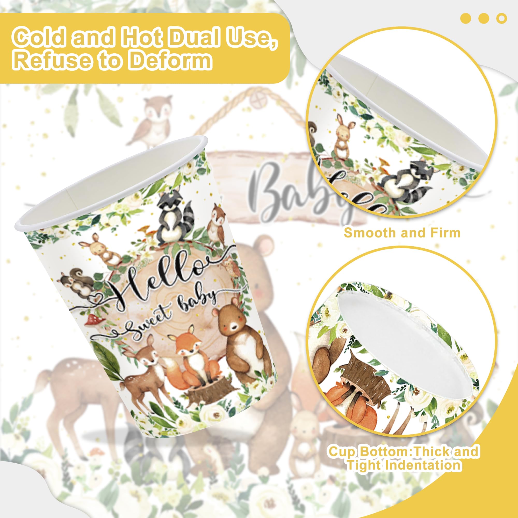 122PCS Woodland Baby Shower Party Supplies Set - Safari Jungle Wild Animal Theme Decorations with Nature Sage Plates, Napkins, Cups, Forks, Knives, Banner & Tablecloth - Perfect for Boys & Girls Baby Shower Party (Serves 20 Guests) | Ideal for Jungle-Themed Celebrations, First Birthdays, and Gender Reveal Parties