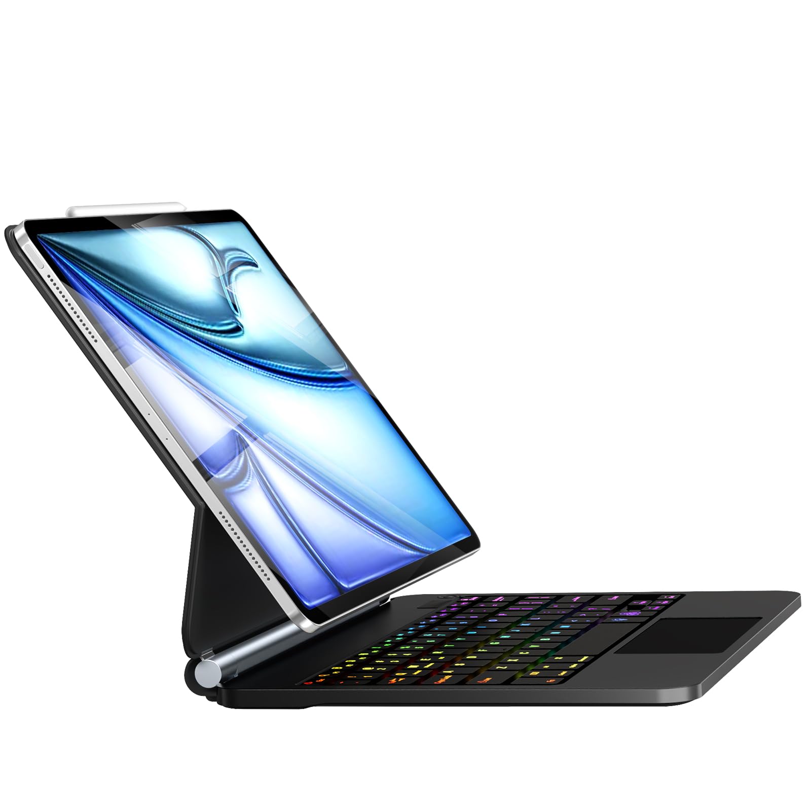 Magnetic Backlit Keyboard Case for iPad Air 13 inch & iPad Pro 12.9 inch (3rd/4th/5th/6th Gen) with Multi-Touch Trackpad - Floating Cantilever Stand, Easy Setup | Perfect for Work, Study & Travel (Black)