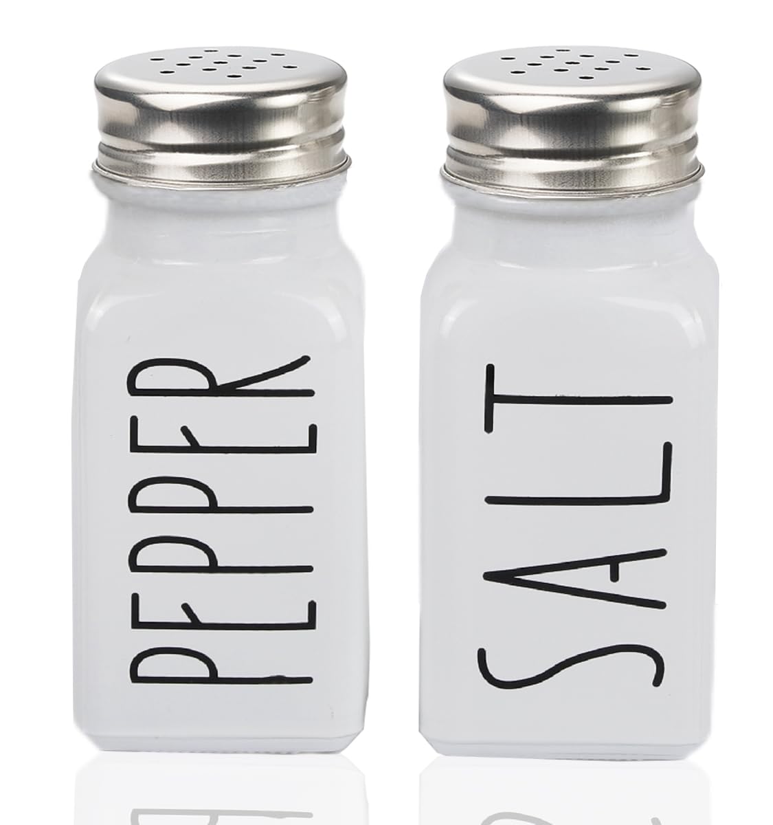 Premium Glass Salt and Pepper Shakers Set - Modern Farmhouse Kitchen Decor - Elegant Blue & White Shakers for Dining Table - Perfect Housewarming Gift for Women - Ideal for Home, Wedding & Restaurant Decor - Great for Everyday Use and Special Occasions