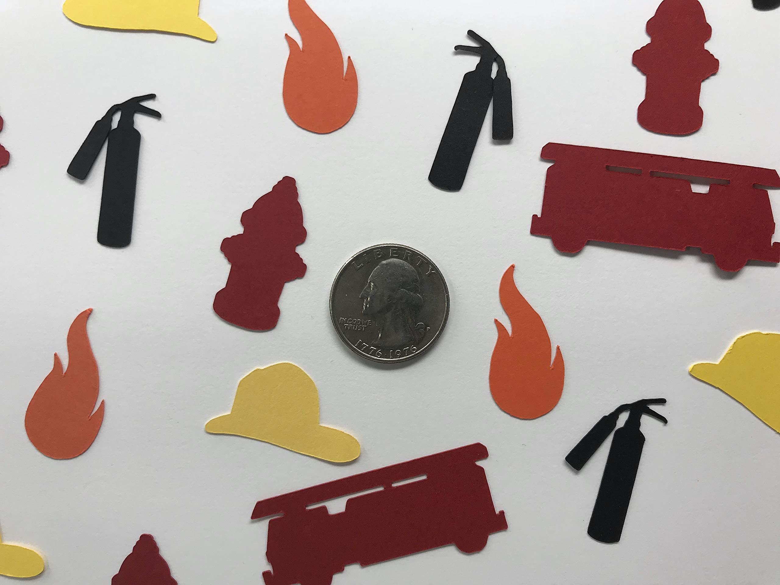 Fireman Confetti - 250pcs Fire Truck Shaped Confetti for Fireman Birthday Party Decorations, Little Boy Birthday, Retirement Celebration & Firefighter Themed Events - Perfect for Cake Toppers, Table Scatters & Party Favors