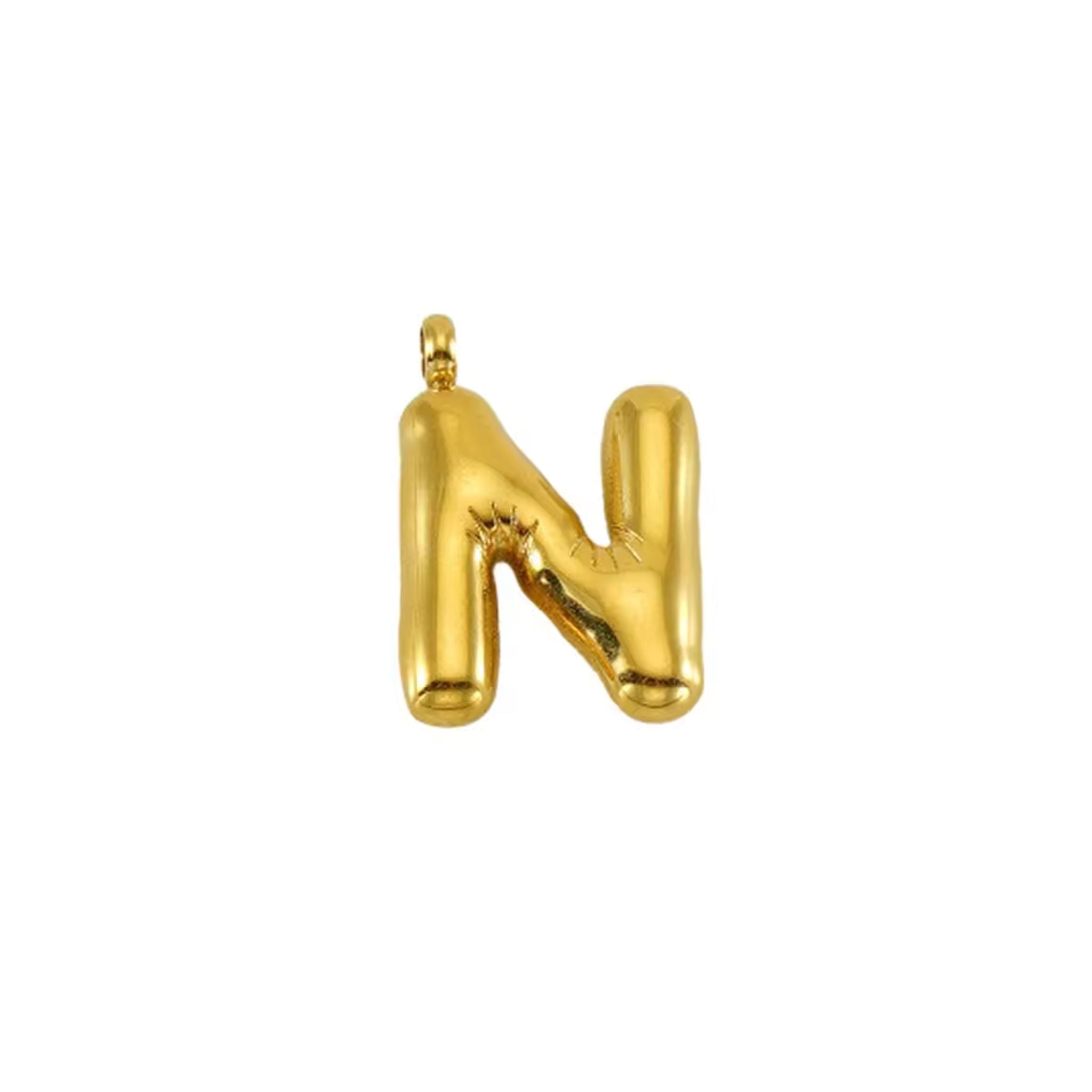 Puffy Gold Letter Pendant Necklace - 14K Gold Plated Initial Charm Jewelry for Women - Perfect for Gifts, Birthdays & Everyday Elegance