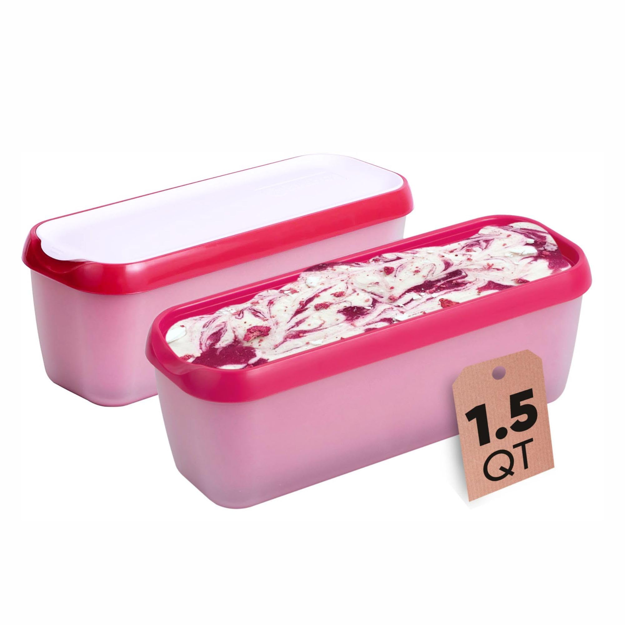 Starpack 1.5 Quart Ice Cream Storage Containers (2-Pack) - Freezer-Safe Leakproof Containers with Silicone Lids for Homemade Ice Cream, Gelato, Sorbet - Reusable Dessert Storage for Parties, Picnics & Meal Prep