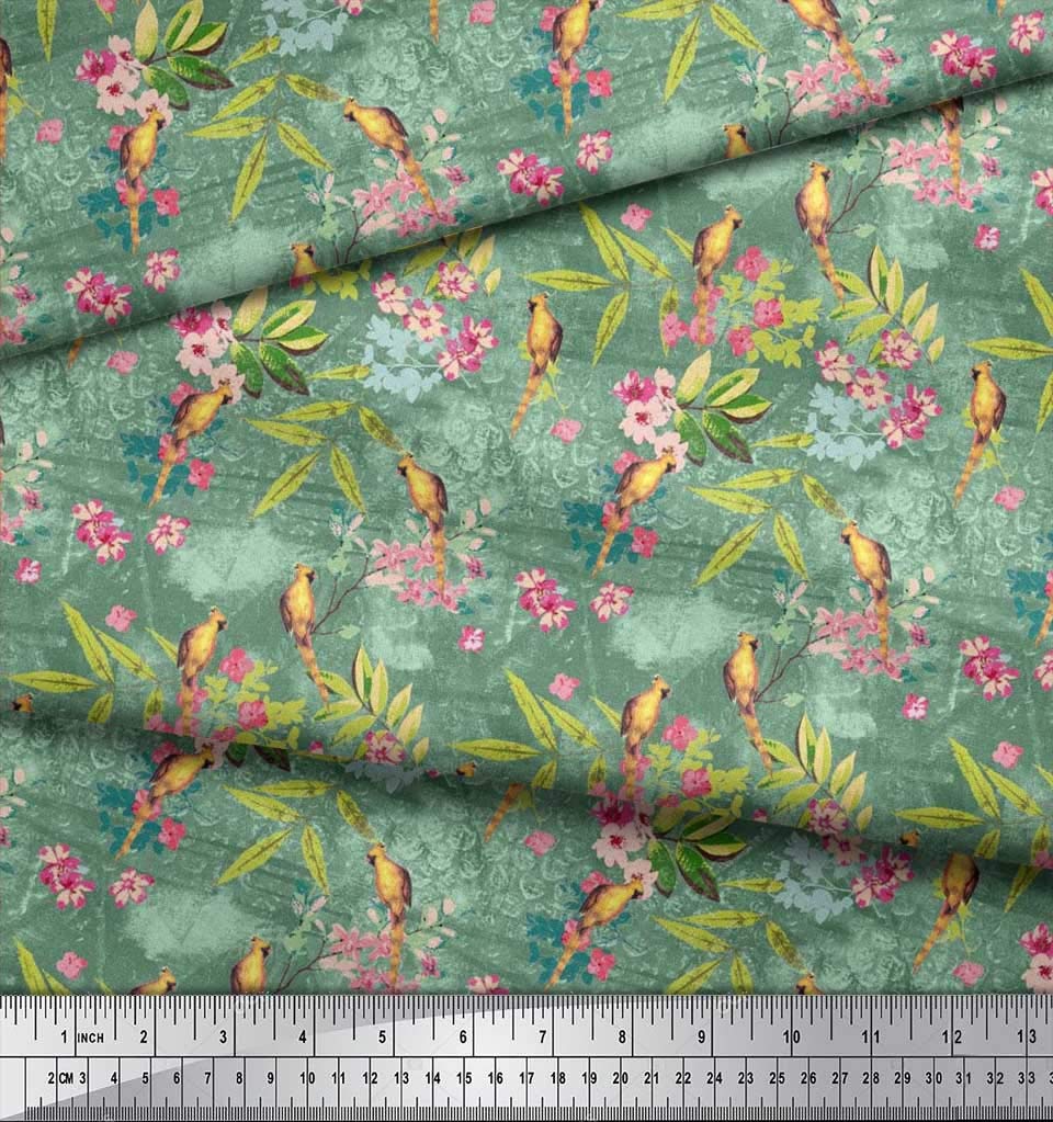 Soimoi Green Cotton Fabric - 42