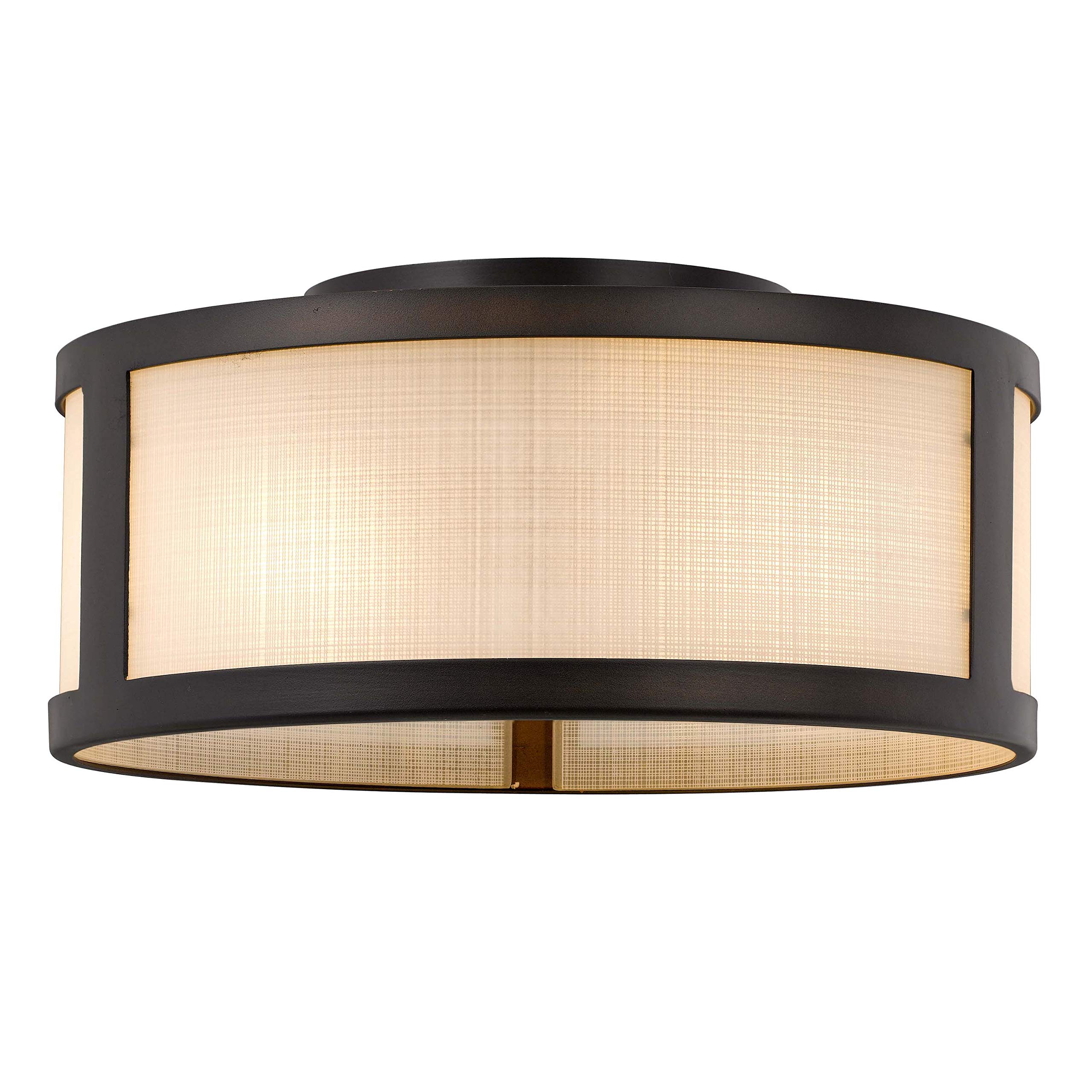 Vintage Mid-Century Flush Mount Ceiling Light Fixture - 2-Light 11.8