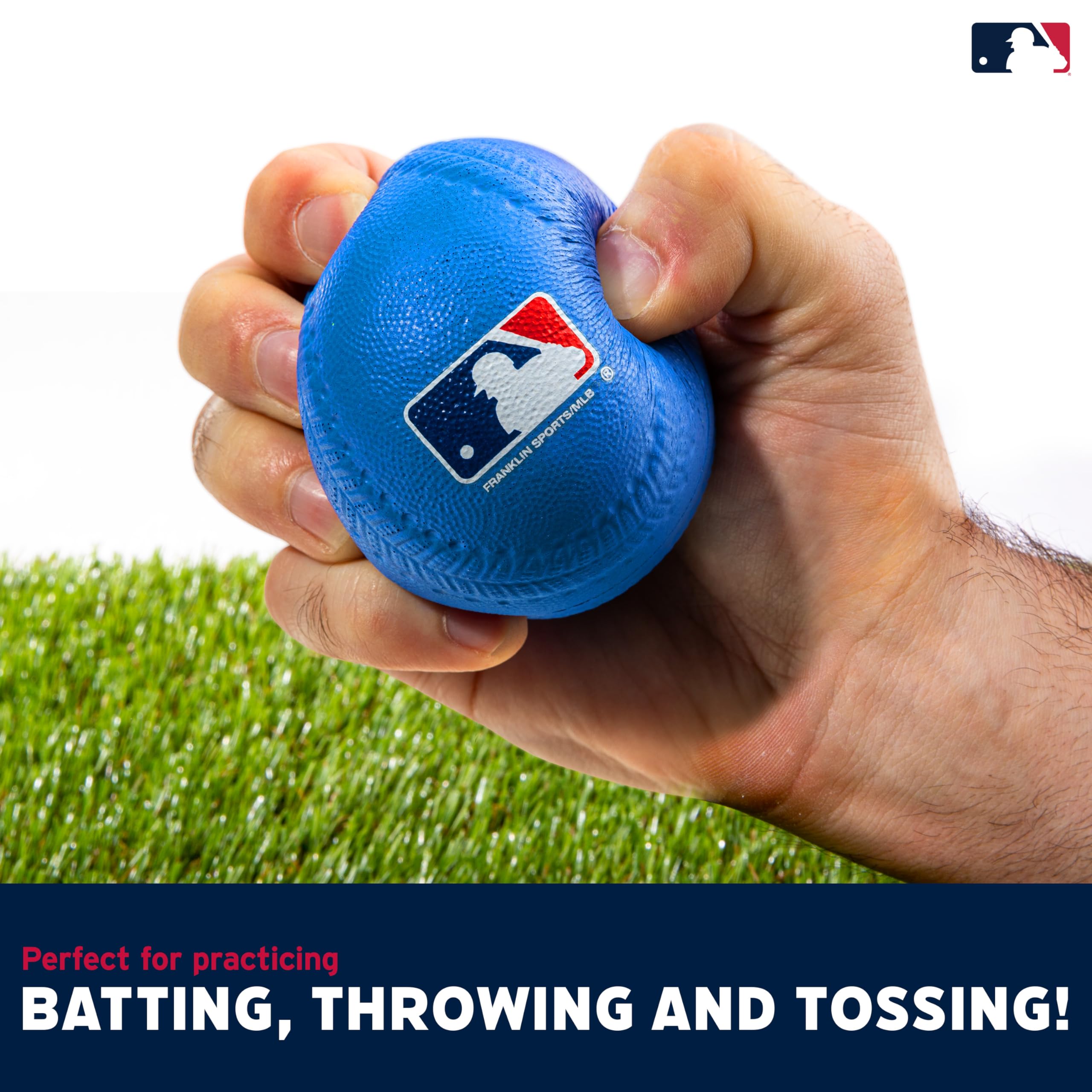 Franklin Sports MLB Licensed Soft Foam Baseballs for Kids - 3 Pack Practice Balls for Hitting, Tossing & Fielding - Safe Indoor/Outdoor Training & Backyard Games - Perfect for Youth Baseball Practice & Family Fun