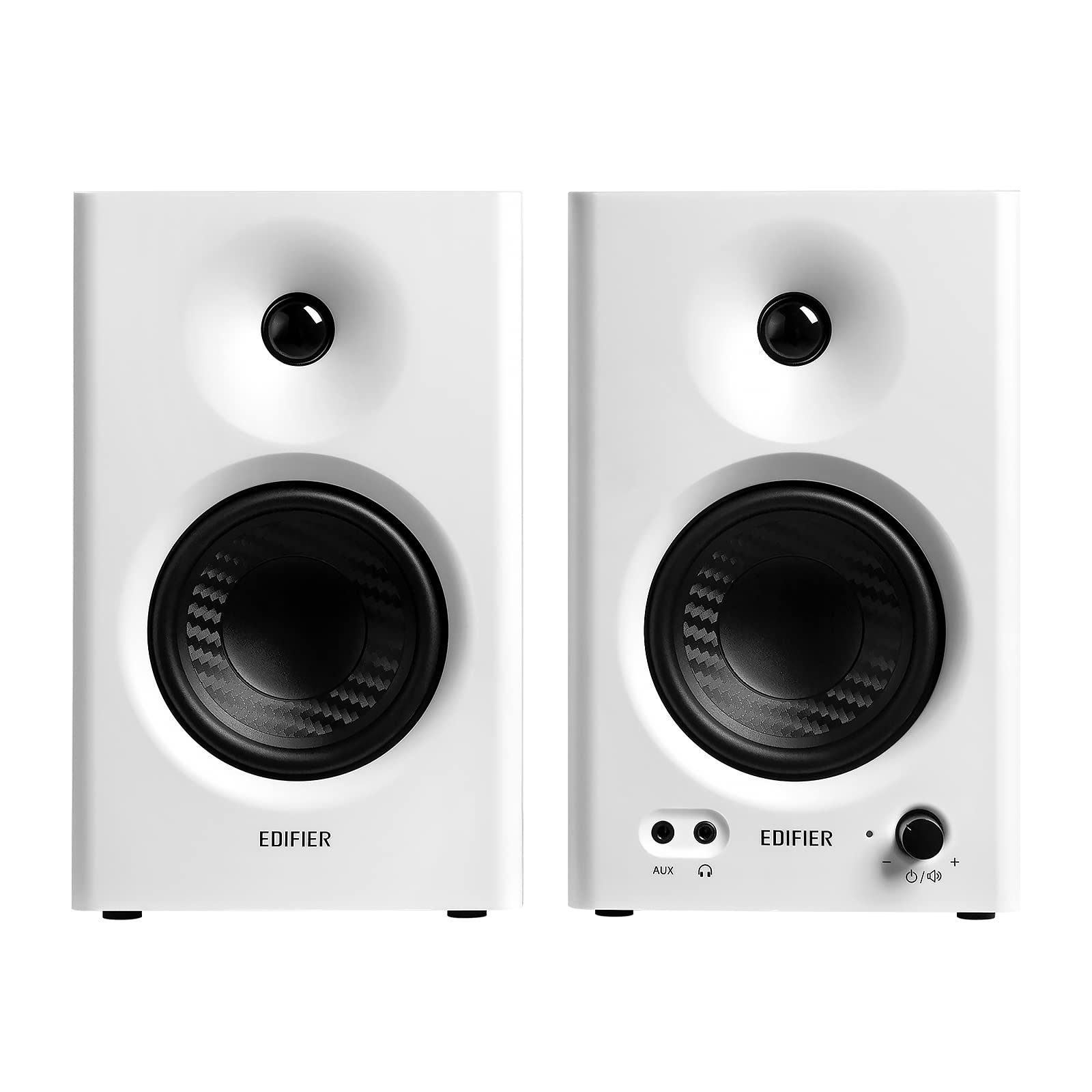 Edifier MR4 4-Inch Powered Studio Monitor Speakers - White Pair | Active Near-Field Monitors for Home Recording, Music Production & Gaming Setup