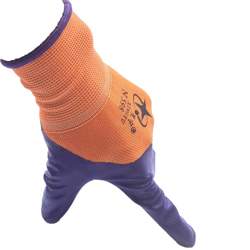 Premium Waterproof Work Gloves for Men & Women - Foam Latex & Rubber Coated Gardening Gloves (Purple) - Ideal for Outdoor Work, Landscaping & DIY Projects