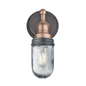 Brooklyn Outdoor IP65 Wall Light in Pewter, Copper & Brass - Weatherproof Exterior Lighting for Patio, Garden & Porch